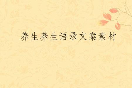 养生养生语录文案素材