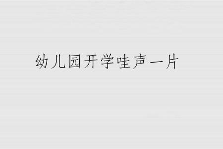 幼儿园开学哇声一片