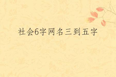 社会6字网名三到五字