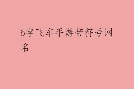 6字飞车手游带符号网名