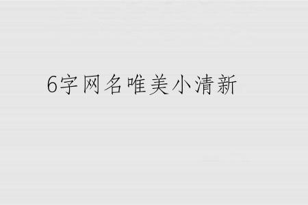 6字网名唯美小清新