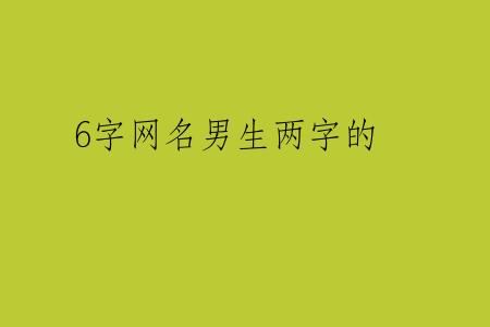 6字网名男生两字的