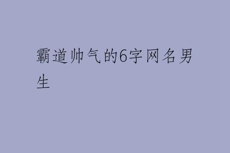 霸道帅气的6字网名男生