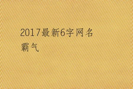 2017最新6字网名霸气