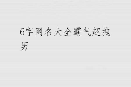 6字网名大全霸气超拽男