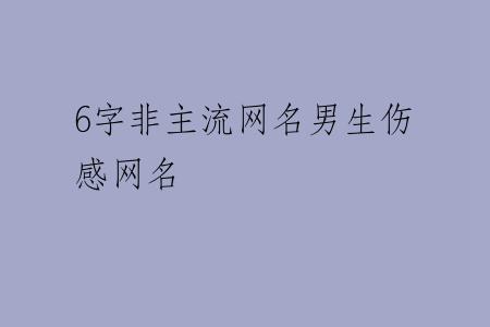 6字非主流网名男生伤感网名