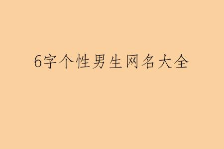 6字个性男生网名大全
