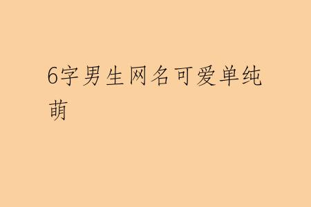6字男生网名可爱单纯萌