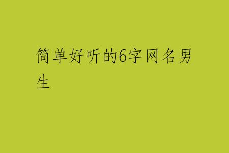 简单好听的6字网名男生