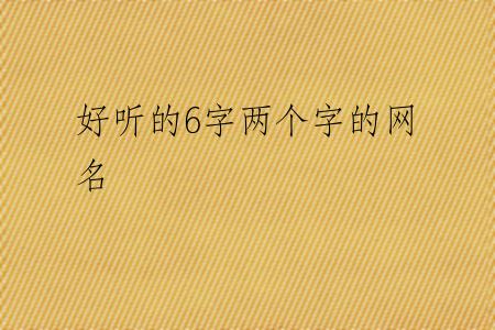 好听的6字两个字的网名
