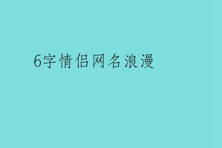 6字情侣网名浪漫