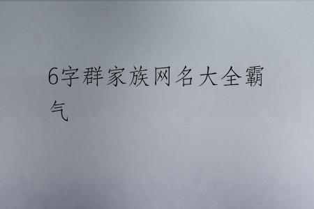 6字群家族网名大全霸气