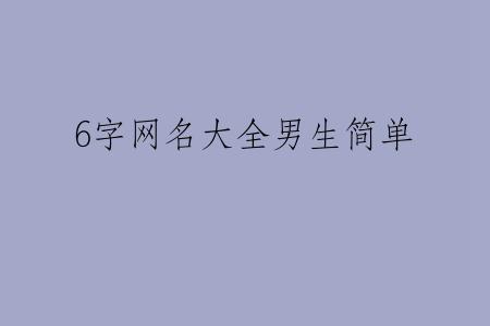 6字网名大全男生简单
