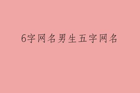 6字网名男生五字网名