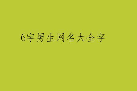 6字男生网名大全字