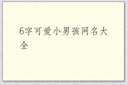 6字可爱小男孩网名大全