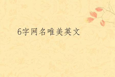 6字网名唯美英文