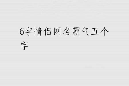 6字情侣网名霸气五个字