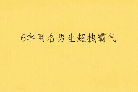 6字网名男生超拽霸气