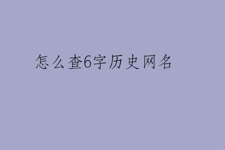 怎么查6字历史网名