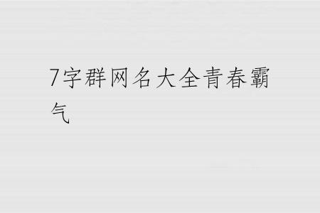 7字群网名大全青春霸气