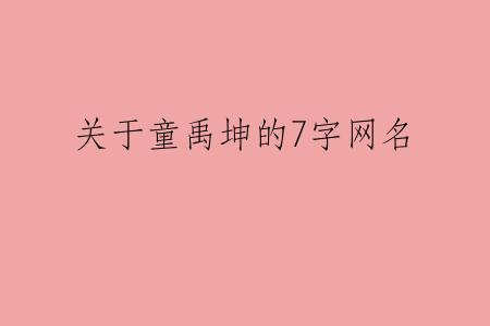 关于童禹坤的7字网名