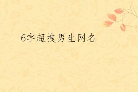 6字超拽男生网名