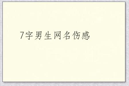 7字男生网名伤感