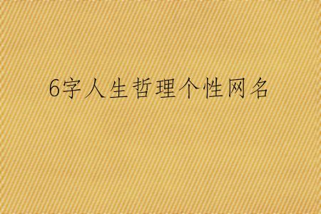 6字人生哲理个性网名
