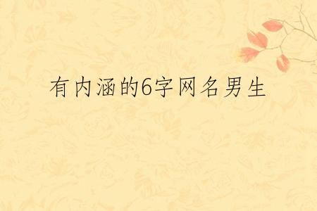 有内涵的6字网名男生