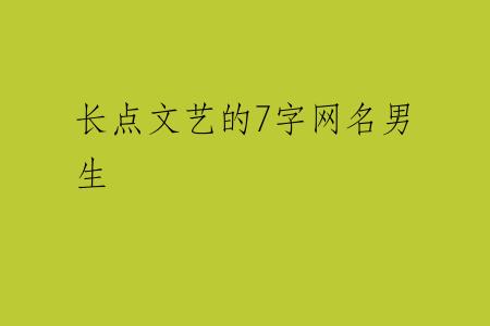 长点文艺的7字网名男生