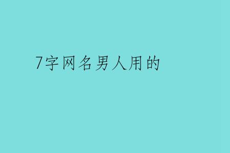 7字网名男人用的