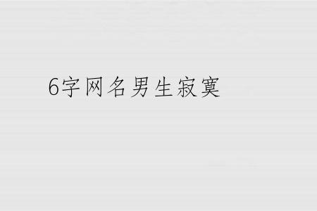 6字网名男生寂寞