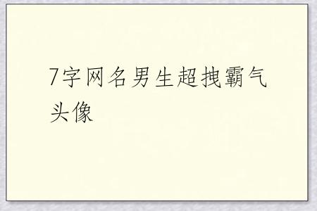 7字网名男生超拽霸气头像