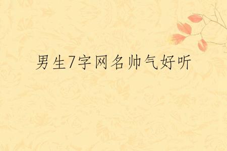 男生7字网名帅气好听