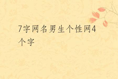 7字网名男生个性网4个字