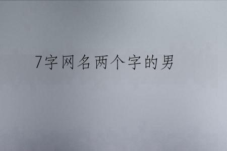 7字网名两个字的男