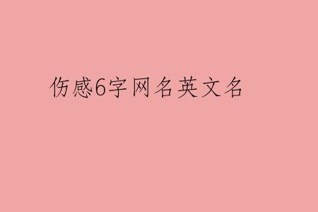 伤感6字网名英文名
