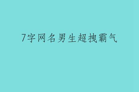 7字网名男生超拽霸气
