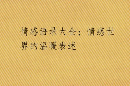 情感语录大全：情感世界的温暖表述