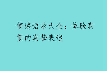 情感语录大全：体验真情的真挚表述