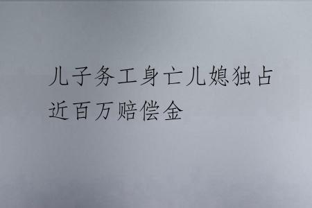 儿子务工身亡儿媳独占近百万赔偿金