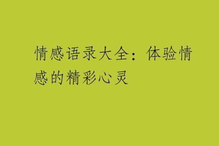 情感语录大全：体验情感的精彩心灵