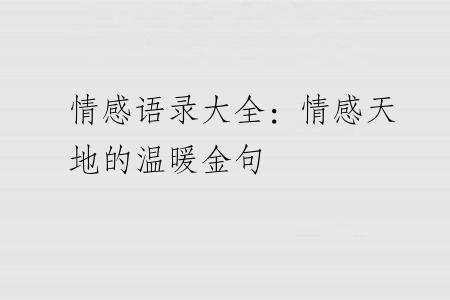 情感语录大全：情感天地的温暖金句