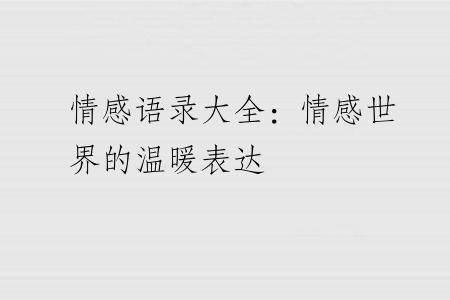 情感语录大全：情感世界的温暖表达