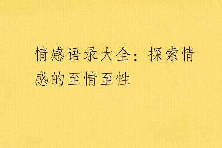 情感语录大全：探索情感的至情至性