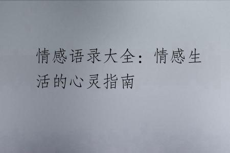 情感语录大全：情感生活的心灵指南