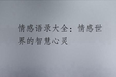 情感语录大全：情感世界的智慧心灵