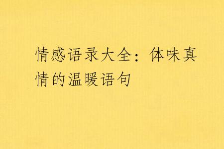 情感语录大全：体味真情的温暖语句