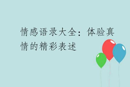 情感语录大全：体验真情的精彩表述